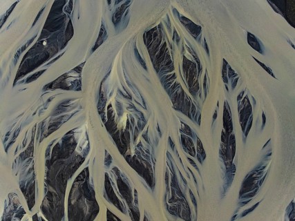 River, river course, river delta, wild river, branched, aerial view, South Iceland, Iceland