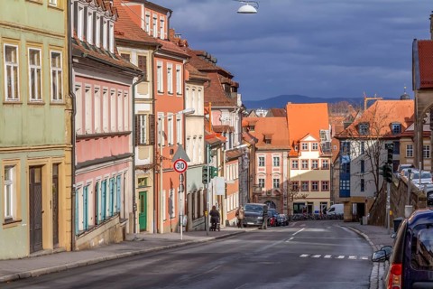 Street scenery in Bamberg, a town in Upper Franconia, Germany