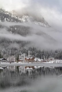 Lake named Hintersee in Bavaria at winter time