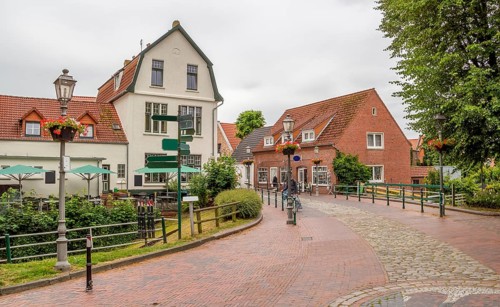 Idyllic scenery in Greetsiel, a idyllic village located in East Frisia, Northern Germany