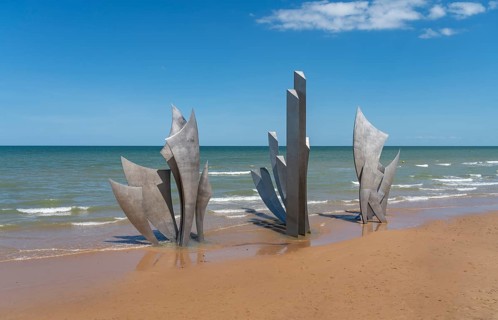 Sculpture at Omaha beach which was one of the five areas of the Allied invasion of German-occupied