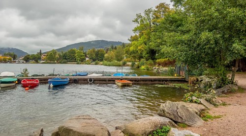 Waterside scenery around Gerardmer in France, a commune in the Vosges department in Grand Est in