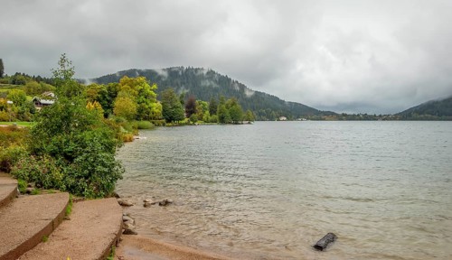 Waterside scenery around Gerardmer in France, a commune in the Vosges department in Grand Est in