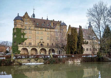 Scenery around Neuenstein Castle in Hohenlohe at winter time