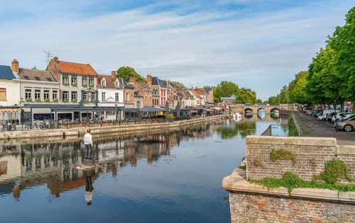 Impression around Quai Belu on the banks of the Somme in Amiens, a city and commune in northern
