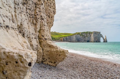 Coastal scenery around Etretat, a commune in the Seine-Maritime department in the Normandy region