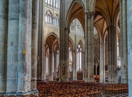 Scenery inside the Amiens Cathedral in Amiens, a city and commune in northern France. It is the