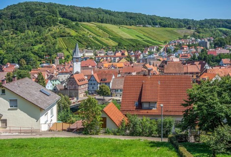 Niedernhall in the Hohenlohe district in Southern Germany at summer time