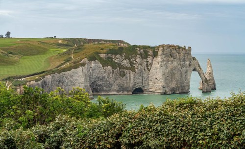Coastal scenery around Etretat, a commune in the Seine-Maritime department in the Normandy region