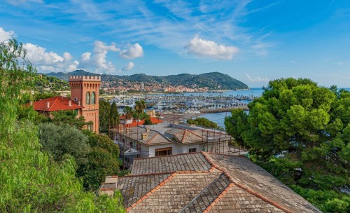 Scenery around Porto Maurizio in Oneglia, a former town in northern Italy on the Ligurian coast, in