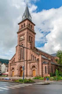 Saint-Martin cathedral in Saint-Die-des-Vosges, a commune in the Vosges department, Grand Est,