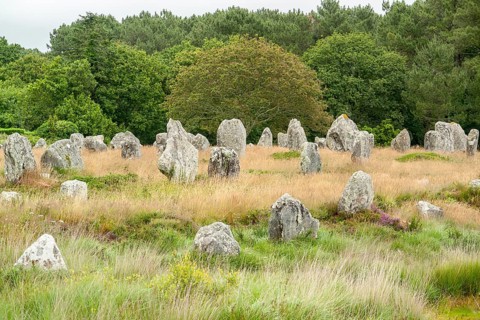 Scenery around the Carnac stones, a megalithic site in Brittany, France