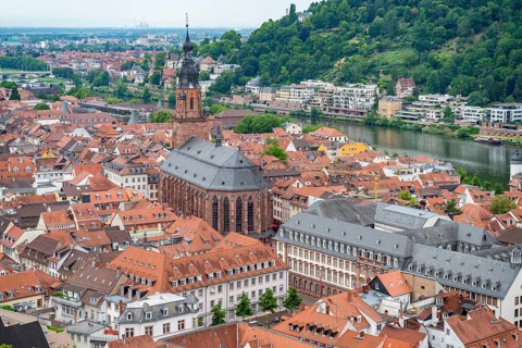 Aerial view of Heidelberg in Germany at summer time