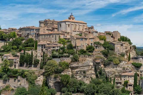 Scenery around Gordes, a comune in the Provence region of southern France at summer time