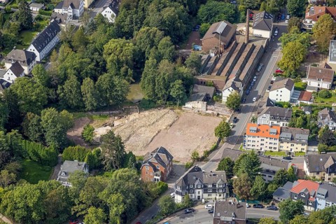 Aerial view, brownfield next to Alte Gießerei vom Bruch in Gevelsberg, Ruhr area, North