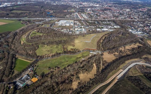 Aerial view, Moltke slagheap, industrial estate Europastrasse, Brauck, Gladbeck, Ruhr area, North