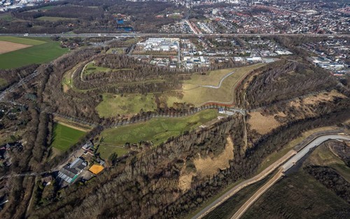 Aerial view, Moltke slagheap, industrial estate Europastrasse, Brauck, Gladbeck, Ruhr area, North
