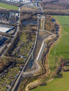 Aerial view, construction site at the Boye, allotment garden association An der Boye, Brauck,