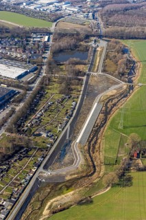 Aerial view, construction site at the Boye, allotment garden association An der Boye, Brauck,