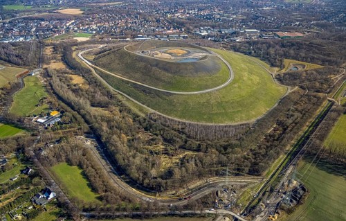 Aerial view, Mottbruchhalde, construction site for wind turbine, wind power plant, Brauck,