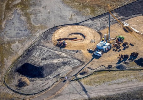 Aerial view, Mottbruchhalde, construction site for wind turbine, wind power plant, Brauck,