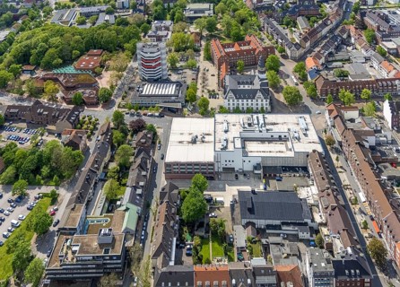 Aerial view, City Hall Gladbeck, Sparkasse Tower, Hoch10 office building, Viktoria-Quartier, city