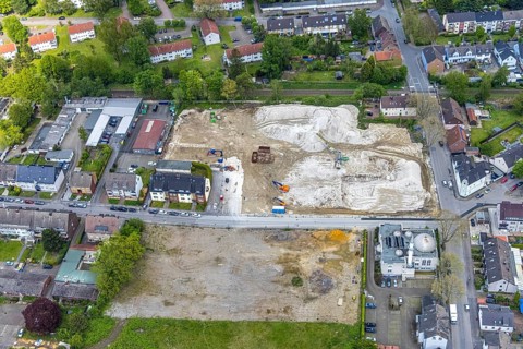 Aerial view, demolition furniture store Tacke, Bramsfeld, mosque Türkisch-Islamischer KulturVerein