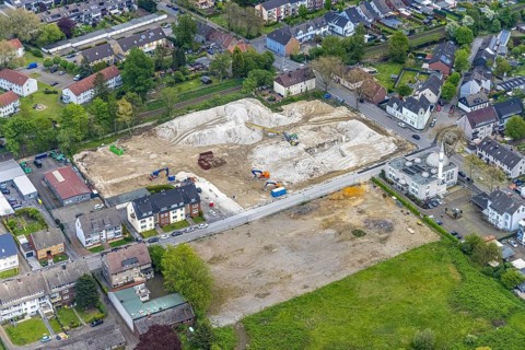 Aerial view, demolition furniture store Tacke, Bramsfeld, mosque Türkisch-Islamischer KulturVerein