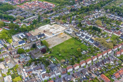 Aerial view, demolition furniture store Tacke, Bramsfeld, mosque Türkisch-Islamischer KulturVerein