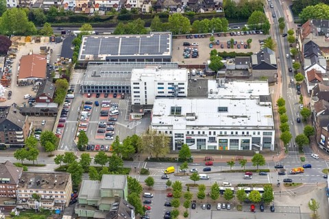 Aerial photo, construction site Glückauf-Center, planned refurbishment and renovation, Gladbeck,