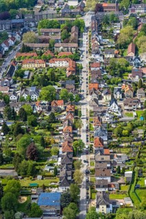 Aerial view, residential area Erlenstraße in Zweckel, Gladbeck, Ruhr area, North Rhine-Westphalia,