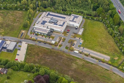 Aerial view, industrial estate Heinrich-Hertz-Straße, Lenord und Baür Werk 2, Rentfort, Gladbeck,