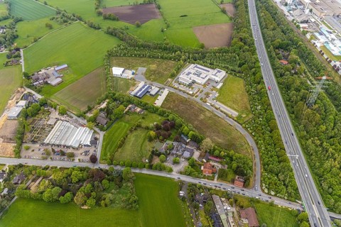 Aerial view, industrial estate Heinrich-Hertz-Straße, Lenord und Baür Werk 2, Rentfort, Gladbeck,
