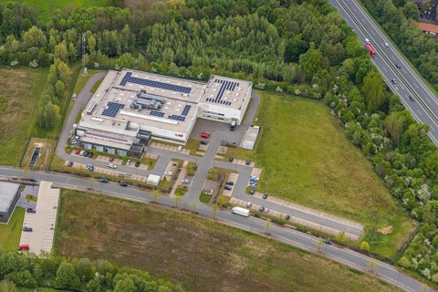 Aerial view, industrial estate Heinrich-Hertz-Straße, Lenord und Baür Werk 2, Rentfort, Gladbeck,