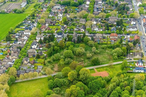Aerial view, potential new development area at Johowstraße, Rentfort, Gladbeck, Ruhr area, North