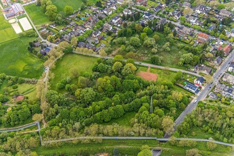 Aerial view, potential new development area at Johowstraße, Rentfort, Gladbeck, Ruhr area, North