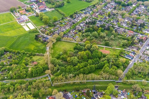 Aerial view, potential new development area at Johowstraße, Rentfort, Gladbeck, Ruhr area, North