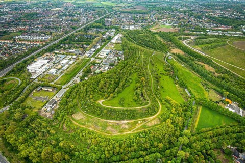 Aerial photograph, Moltke spoil tip, Natroper Feld nature reserve, Brauck, Gladbeck, Ruhr area,