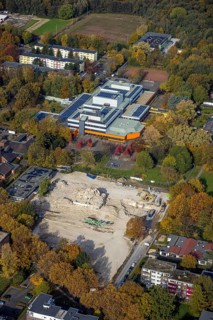 Aerial view, Ingeborg-Drewitz comprehensive school and construction site with demolition of the