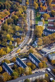 Aerial view, construction site on the Wiesmannstraße Kärntener Ring in the district Brauck in