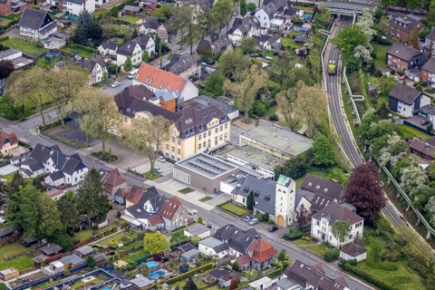 Aerial photo, Jordan-Mai-Schule, Zweckel, Gladbeck, Ruhr area, North Rhine-Westphalia, Germany,