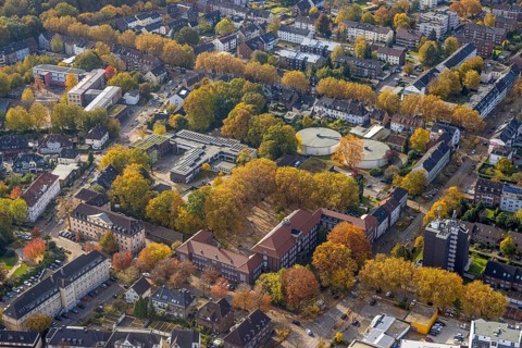 Aerial photography, Gladbeck police, Wittringer Schule and Werner-von-Siemens-Realschule as well as