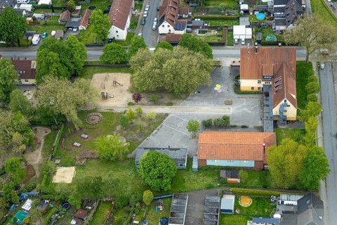 Aerial photo, Käthe-Kollwitz-Schule, Rentfort, Gladbeck, Ruhr area, North Rhine-Westphalia,