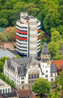 Aerial view, City Hall Gladbeck and Sparkasse Tower, Viktoria-Quartier, Gladbeck, Ruhr area, North