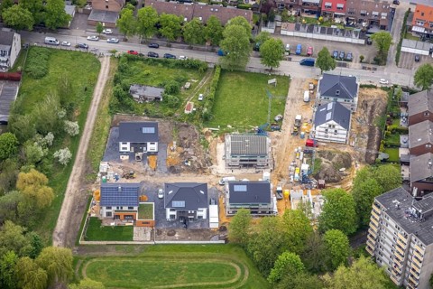 Aerial view, construction site and new development area Winkelstraße, Zweckel, Gladbeck, Ruhr area,