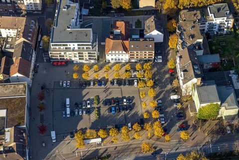 Aerial view, market place in Gladbeck, Ruhr area, North Rhine-Westphalia, Germany, DE, Europe,