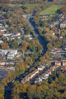 Aerial view, The Essener Straße federal road B224 in the district Butendorf in Gladbeck, Ruhr area,