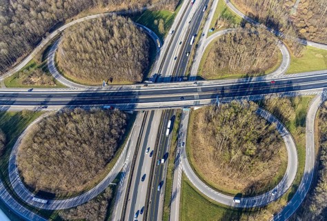 Aerial view, motorway junction Hagen, A45 and A46, Lennetal, Hagen, Ruhr area, North