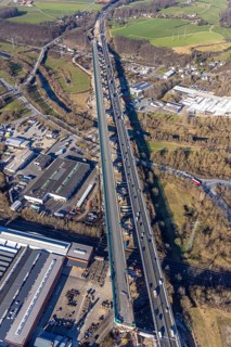 Aerial view, construction site, new construction of a section of the Lennetal Bridge, Lennetal,