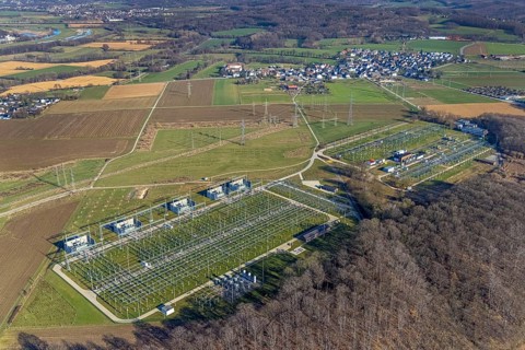 Aerial view, power supply plant, Boele, Hagen, Ruhr area, North Rhine-Westphalia, Germany, DE,